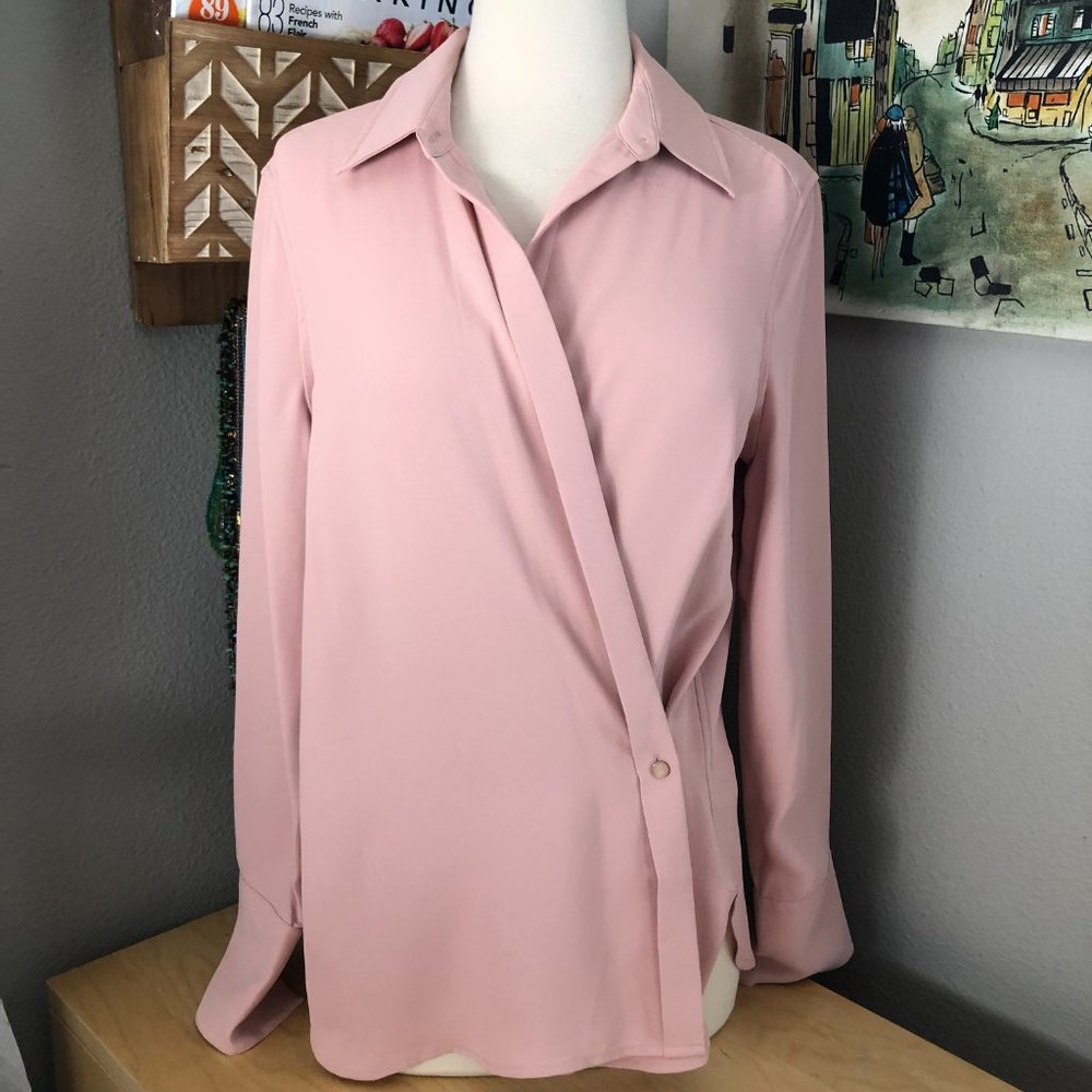 Equipment Pink Wrap-Style Silk Blouse